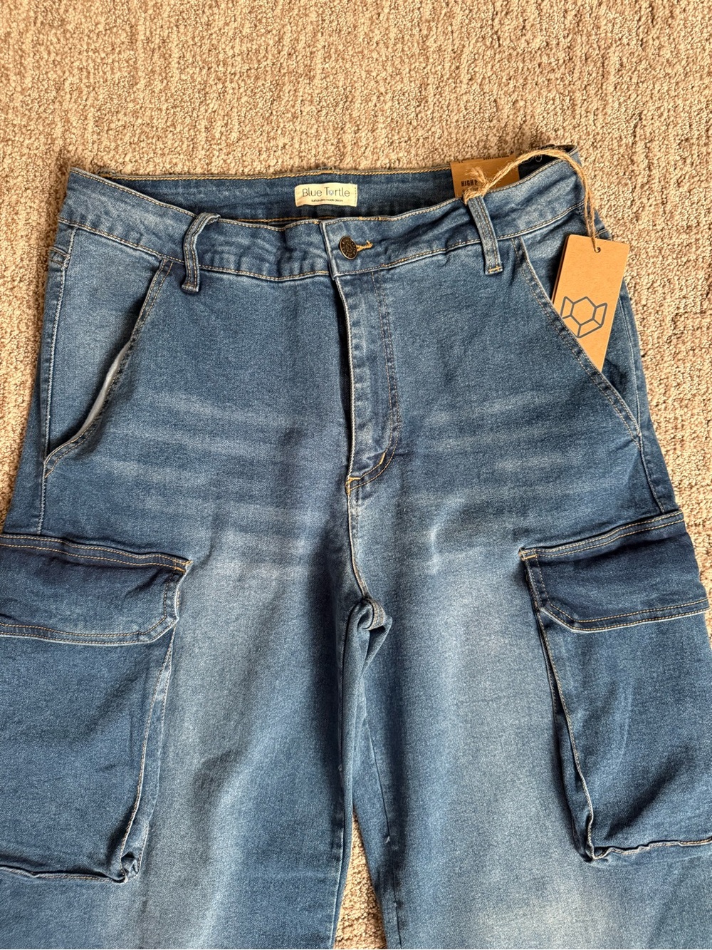High Rise Super Stretch Cargo Jeans - Picture 3 of 8